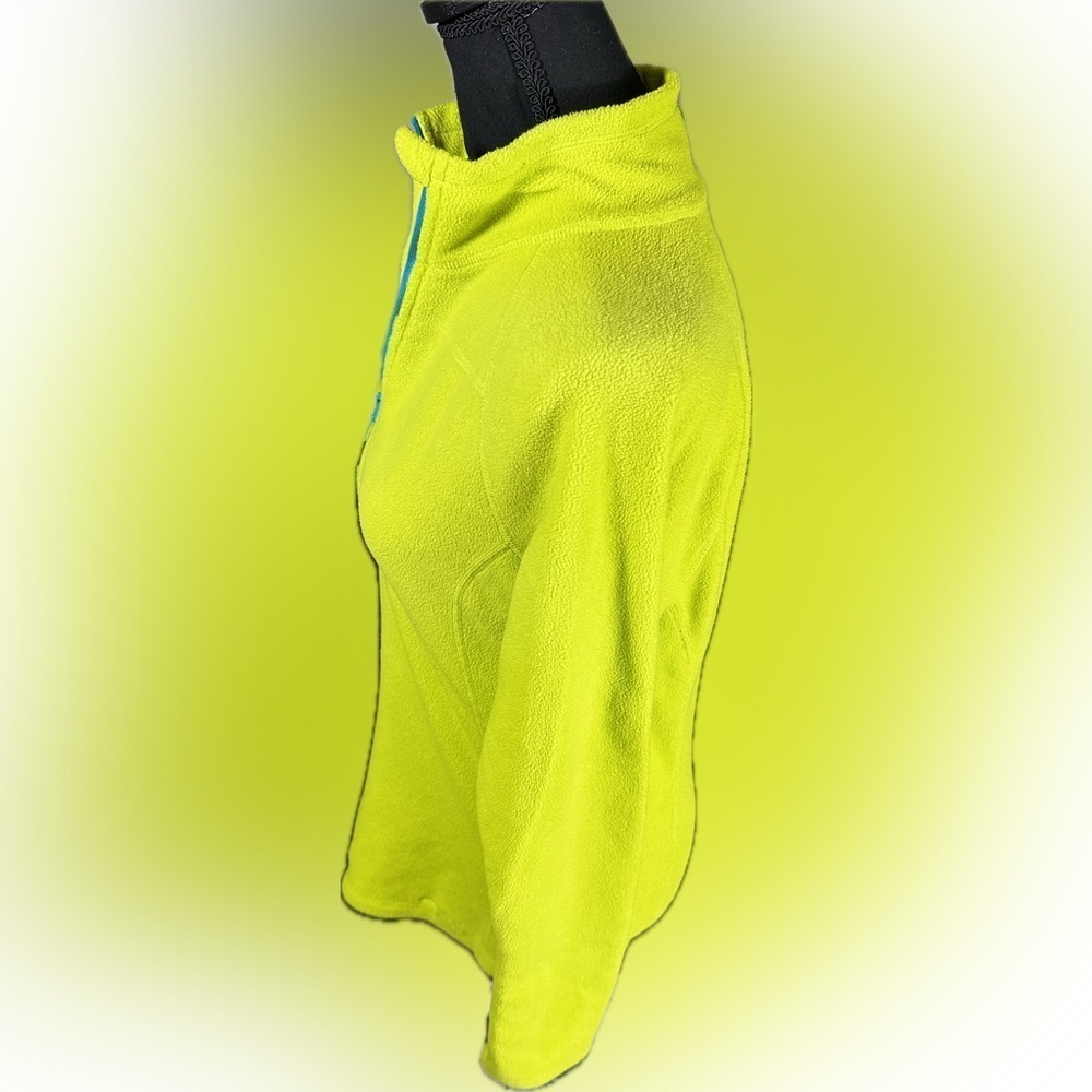 Eddie Bauer 1/4 Zip Pullover Fleece Lime Green Blue Women size Small - Picture 3 of 8